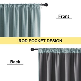 NICETOWN 2 Panels Skylark Blue Linen 100% Blackout Curtains, 42 x 63 Inch, Rod Pocket Style, Thermal Insulated & Noise Reducing Drapes for Living Room, Bedroom, Nursery, Modern & Simple Design