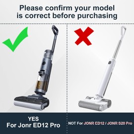 Jegehoyo Bürstenrolle Filter Ersatzteile für JONR ED12 Pro Nass Trockensauger Akku, 2 Bürstenrollen + 3 Wattefilter + 1 Reinigungsbürste