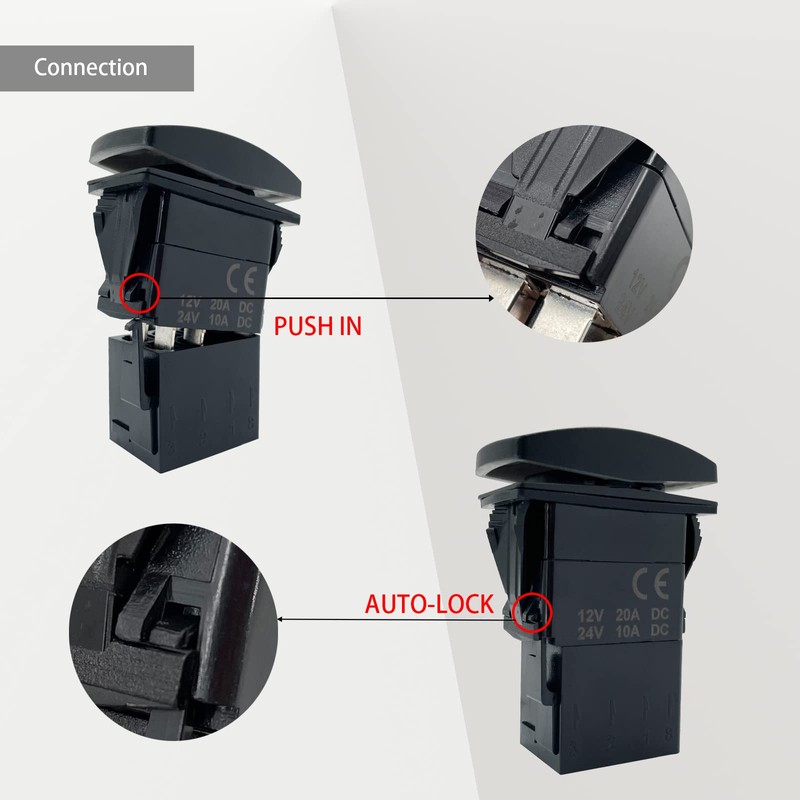 8 Set Rocker Switch Plug Socket with 6.3mm Female Spade