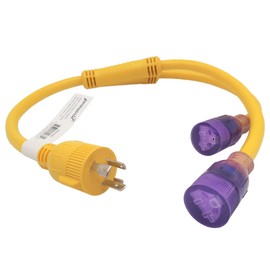 Parkworld 692330 30 AMP Generator Splitter Y Adapter Cord 3-Prong Locking L5-30P Male to Two 5-20R(5-15R) Female