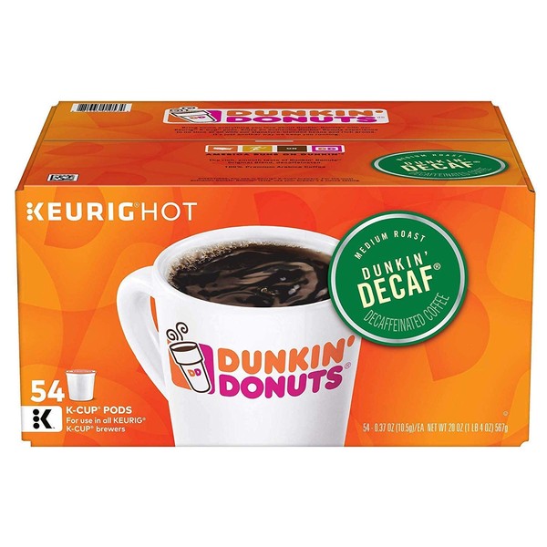 Dunkin' Donuts Decaf K-Cup Pods for Keurig Brewers, 54 Count (Packaging May Vary)