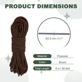 PATIKIL 1/8" x 26' Elastic Bungee Cord Marine Grade Kayak Elastic Rope Luggage Tie Down Strap for Moving, Cargo, DIY, Brown