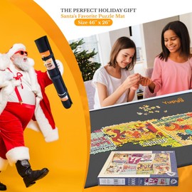 Yupyy Puzzle Mat Roll Up – Large 46"x26" Portable Puzzle Organizer for Up to 1500 Pieces – Protect Finished & Unfinished Jigsaw Puzzles Without Creases – Non-Slip Rubber Felt Mat