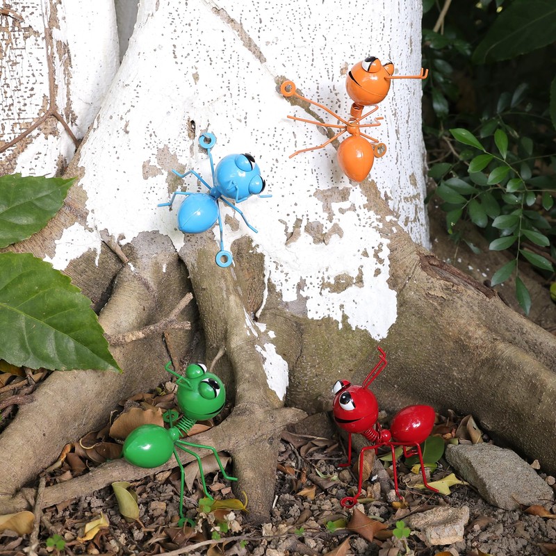 Metal Ants Set of 4 Garden Decor Outdoor Statues Wall