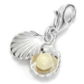 InCollections Women's Charm Pendant 925/000 Sterling Silver with Amber, mussel 002020CH06501