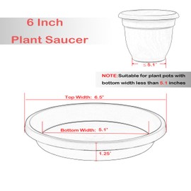 NIMYAU NIMYAU 5 Pack Plant Saucer 6 Inch,8 10 12 14 16 18 20 Inch, Heavy Sturdy Plant Trays for Pots, Plant Water Catcher Tray for Plants, Plastic Plant Saucers for Indoors no Holes