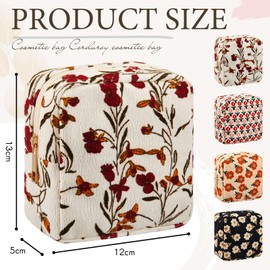 Abbylike 4 Pcs Floral Makeup Bag Cosmetic Bag with Zipper Portable Small Pouches for Purse Toiletry Mini Pouch Cute Mini Makeup Purse for Coin Essentials Items Women(Plum Blossom)