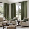 Topfinel Olive Green Linen Blackout Curtains 84 Inch Long for