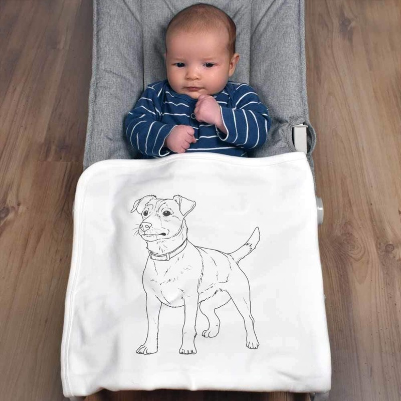 Azeeda 'Jack Russell Terrier' Cotton Baby Blanket/Shawl (BY00041368)