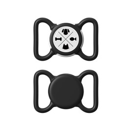 AmxminaID Waterproof Airtag Holder for Dog Collar, Airtag Tracker Protective Case, Airtag Holder for Dog Collar, Silicone Soft Lightweight airtag Holder (Black, Large)