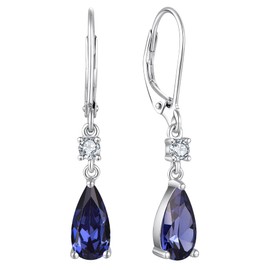 YL Teardrop Dangle Earrings for Women 925 Sterling Silver Drop Earring Cubic Zirconia Leverback Jewelry, Metal, Tanzanite