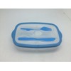 Heat & Eat Lunch Box, Clear, with Red/Blue Trim