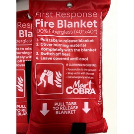 Mart Cobra 2 PACK FIRE BLANKET Fiberglass Cobra Emergency Home Retardant Prepared 40''x40''