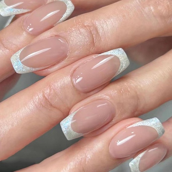 Coffin Press on Nails Short Fake Nails with Glue Simple