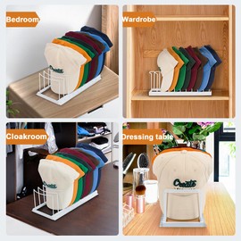 HANCELANT Hat Organizer for Baseball Caps, Hat Stand for 10 Baseball Caps Display and Organizer, Hat Rack, Caps Storage Holder for Bedroom, Closet, Dresser, Office - Easy to Install and Grab (White)