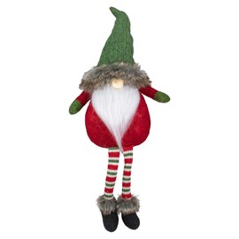 Northlight Dangling Legs Plush Sitting Gnome Christmas Figure - 25" - Red and Green