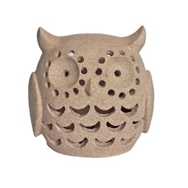 Solar Light LED Outdoor Garden Light Lamp Owl Height 16 cm Width 16 cm Plastic Sand Colour IP44 Floor Table Path Stairs Decoration Light Lamp (Sand)
