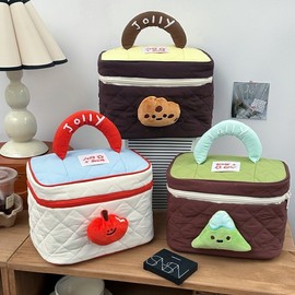 Creative Character Handle Portable Travel Toiletry Bag for Women, Large Capacity Handmade Cosmetic Storage Bag NO.1 2ea