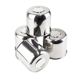DewFlew 4Pcs 4.88" Push Through Wheel Center Caps Stainless Trailer Hub Cap for Truck SUV RV Wheel Rim (Fit 4.88" Bore 4.37" H Chrome)