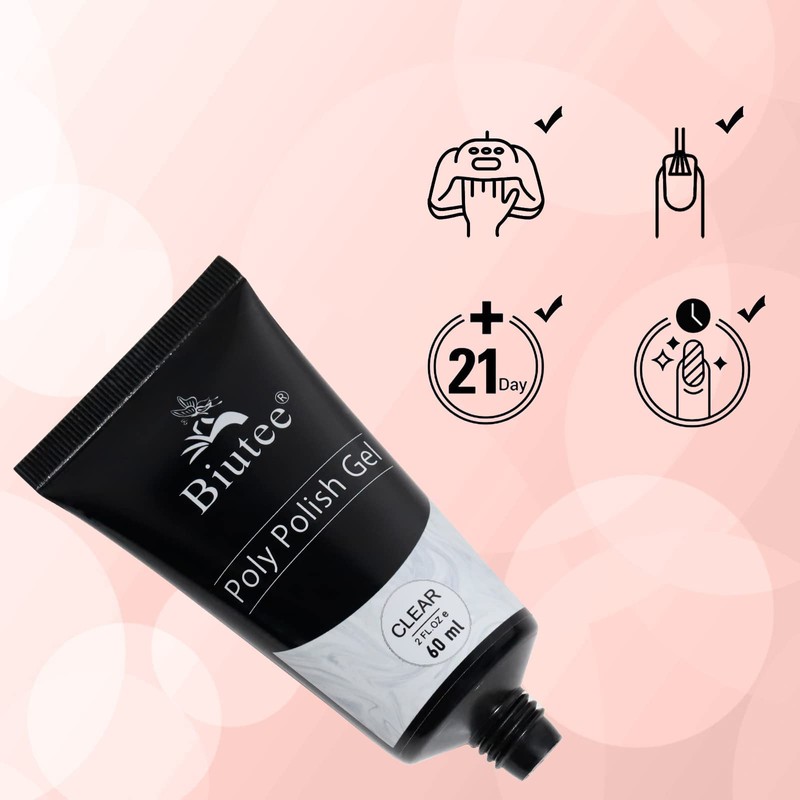 Biutee Long Gel Nails, Polygel, 2.1 oz (60 g), UV