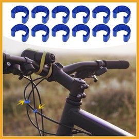 Partuto 12pcs Bicycle Brake Cable Clip C Style Clamp Aluminium Alloy Blue Replacement