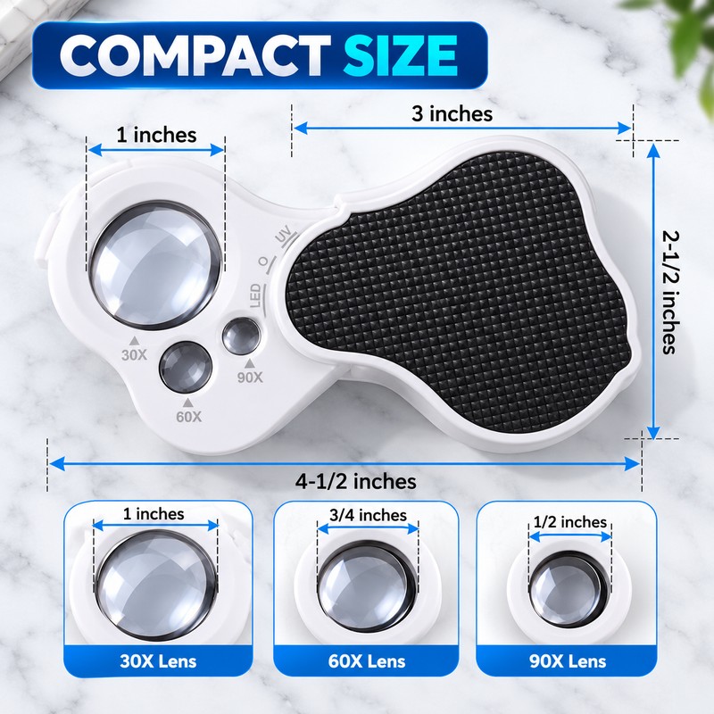 Illuminated Jewelry Loupe for Detail Inspection – 30X 60X 90X