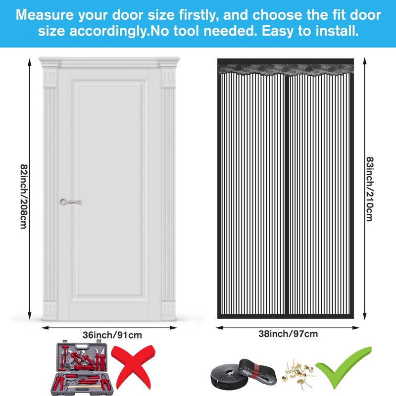 Magnetic Screen Door, 35"*82" Strong Mesh Net Closure - Keep