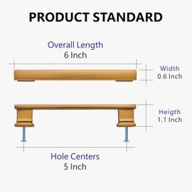 GOFFIDECO 10 Pack 6 Inch Length|5 Inch(128mm) Hole Center Champagne Bronze Kitchen Cabinet Handles, Cabinet Pulls Kitchen Cabinet Hardware, Cupboard Pulls, Drawer Handles