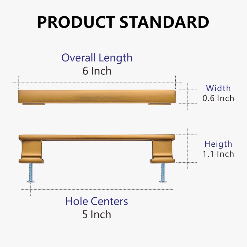 GOFFIDECO 10 Pack 6 Inch Length|5 Inch(128mm) Hole Center Champagne