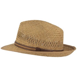 Straw Hat Summer Hat Sun Hat – Hand Braided 100% Straw – Bogart – Very Light, Flexible, Skin-friendly & Comfortable – Natural - 57