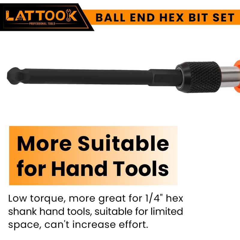 Ball End Hex Head Allen Wrench Drill Bit Set, LATTOOK