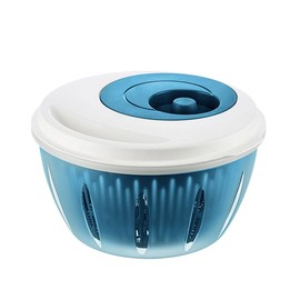 4All Salad Spinner Rotating Seive Easy Spin Centrifugal Dehydration Vegetable Washer Dryer BPA Free Kitchen Washing Filter with Foldaway Handle Manual Lettuce Spinner (O Spinner Blue)