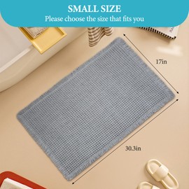 Waffle Bath Mat 30" x 17" Super Absorbent - Non Slip Bath Mats Quick Dry, Upgraded Non Slip Waffle Bath Mat, Machine Washable Ultra Soft Floor Mats, for Floor, Bathroom Floor, Tub Shower, Gray