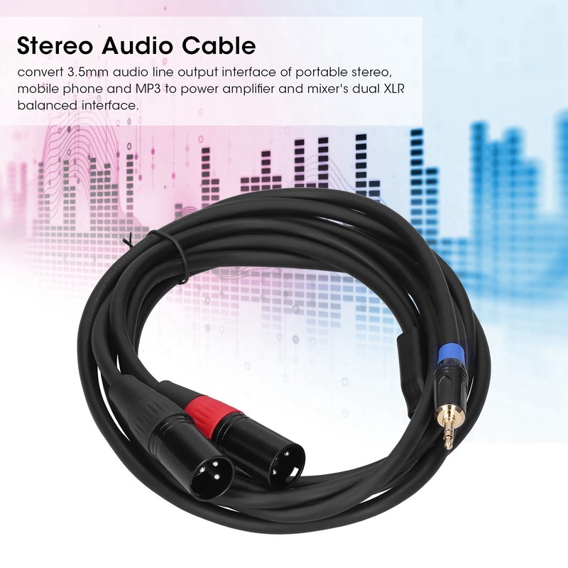 3.5mm Stereo Male to Dual 2 XLR Male Plug Connector