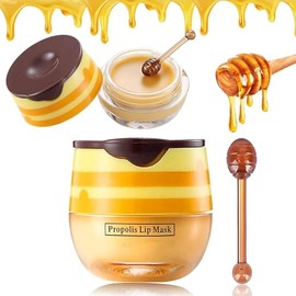 Bálsamo Labial de Miel de Abeja,Bálsamo Labial Hidratante con Propóleo,Bálsamo Labial Hidratante de Miel con Propóleo,Hidratación y Prevención de Labios Secos y Agrietados (Honey Pot)