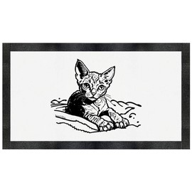 'Rex Cat on Blanket' Pet Feeding Mat (PM00022651)