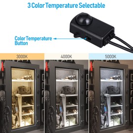 TORCHSTAR LED Safe Lighting Kit 3CCT, (4) 12 Inch Linkable Light Bars + Motion Sensor + UL Power Adapter, 600LM, Input 100-240V, for Under Cabinet Gun Safe Locker Closet Showcase, 3000K/4000K/5000K