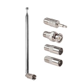 AEDIKO FM Telescopic Antenna 75 Ohm Indoor FM Radio Antenna F Type Male Plug Connector with 4pcs Converter for TV AM FM Radio Stereo Receiver