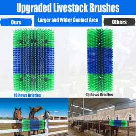 2 Packs Livestock Scratch Brush,Upgraded Extra Large Horse Brush for Grooming Cattle Brush Relieves Itching,Goat Supplies for Cattle, Cow, Sheep, Pig with 4 Sets of Mounting Screws