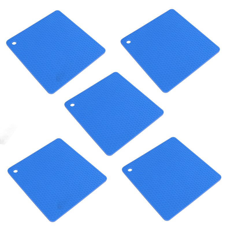 5pcs Silicone Pot Holders Mat Heat Resistant Anti Slip Square