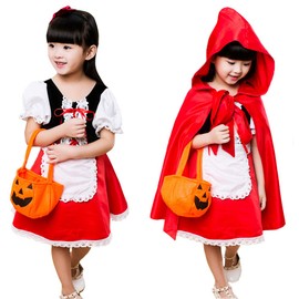 Neky Kids Little Red Riding Hood Halloween Costume, Cosplay, Girls, 5-piece Set, 11-12 years (140)