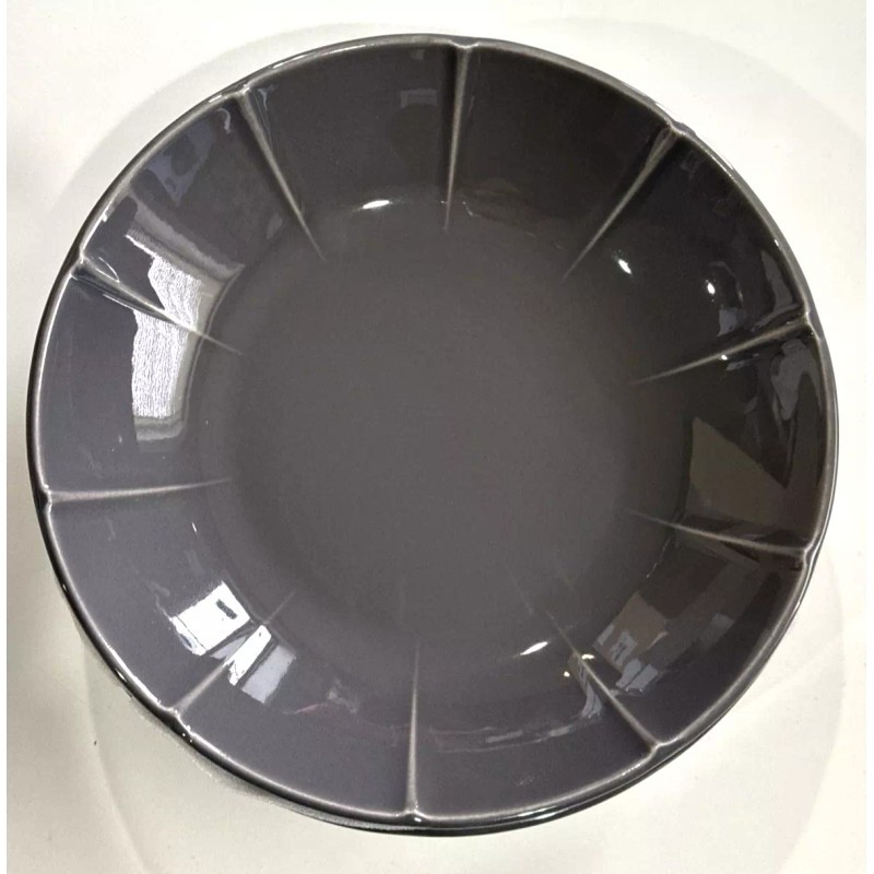 IKEA New IKEA STRIMMIG Deep plate 4 Pack Stoneware grey