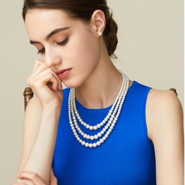 BABEYOND 1920s Women Necklace Multi Layers Choker Imitation Pearl Necklace for Wedding Bridal Jewelry Imitation Beaded Pearl Necklace Elegant Retro Gatsby Costume Accessory (Style-2)