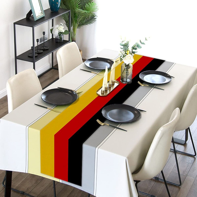 Linen German National Flag Table Runner Oktoberfest Decoration for Kitchen