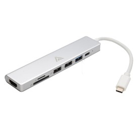 Kenable USB-C Hub 7-in-1, 4K HDMI, 3x USB Ports, SD/TF Card Reader, 100W PD Charging, Silver