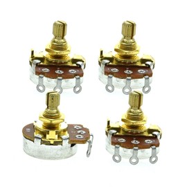 Dopro 4-Pack Full Size 24mm Base Metric Guitar Bass Pots with 15mm Short Brass Shaft Audio Taper Potentiometers A1M