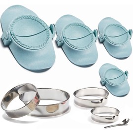 MUMSUNG Empanada Maker Press, 4Size (6"+4"+3"+2.6") Professional Dumpling Maker Mold kit with Dough Cutter and Filling Spoon, Fast to Make Empanadas Jamaican Beef Patties Pierogi pastelitos, Sky Blue