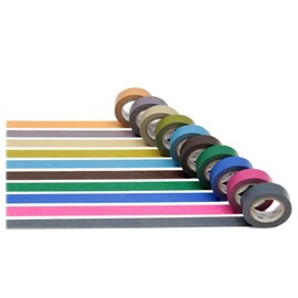 mt Sets Washi Paper Masking Tape: 3/5 in. x 33 ft. / Assorted (10 Dark Colors) [10 rolls/pack]