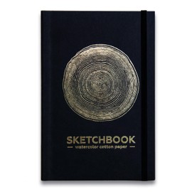 Compact Watercolor Sketchbook – 100% Cotton Paper, 250gsm (~115 lb), 80 Pages, 200×132mm (7.9×5.2") – Lay Flat, Waterproof NanoKraft Cover – Ideal for Artists, Gouache, Ink & Gifts (Tree)