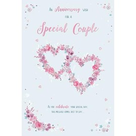 ICG Special Couple Anniversary Card - Floral Love Hearts Embossed with Foil Details